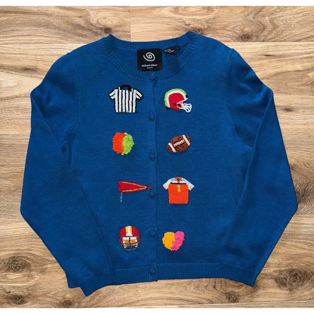 Michael Simon Event - Vintage Football Silk Blend Sweater - size Large - OG